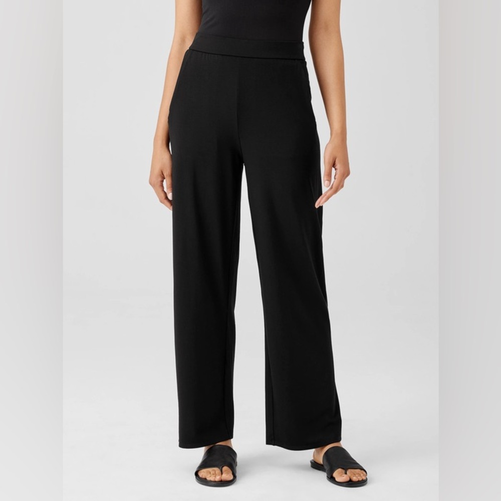 Eileen Fisher Stretch Jersey Knit Straight Pant NWT Black Size Small